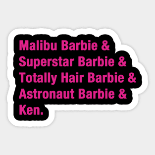 Barbie and Ken Pink Sticker